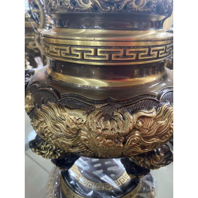 Đỉnh đồng tam sự rcmc cao 50 cm nặng 14 kg chât liêu bằng đông’ bộ thờ cung’ phong thủy