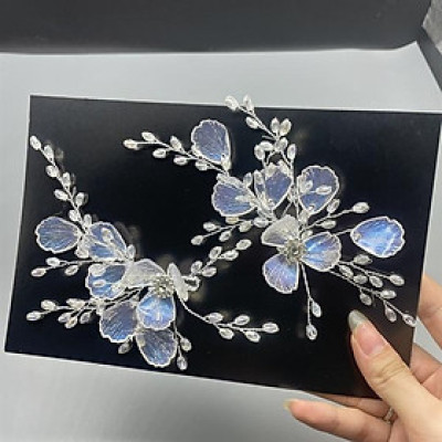 Cài tóc cô dâu hoa xanh nhỏ dễ thương mẫu mới