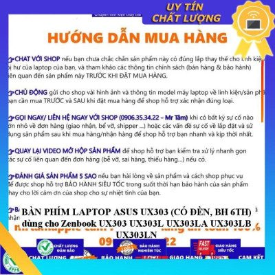 BÀN PHÍM LAPTOP ASUS UX303 (CÓ ĐÈN, BH 6TH) dùng cho Zenbook UX303 UX303L UX303LA UX303LB UX303LN - Hàng Nhập Khẩu New Seal