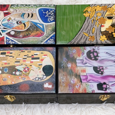 Hộp nữ trang Sơn Mài Cao Cấp Thanh Bình Lê size 14x24x6 cm đựng đồ trang sức, vật dụng nhỏ xinh, trang trí, làm quà tặng ý nghĩa