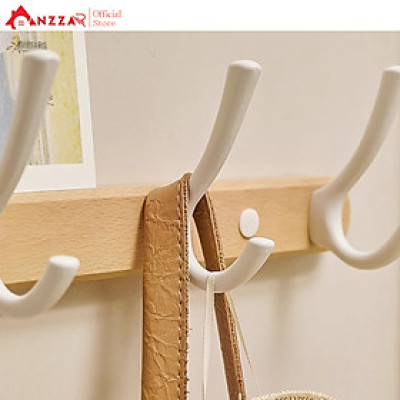 Móc Treo Tường Màu Trắng Gỗ Tần Bì Cao cấp Anzzar, Giá Treo Tường Cho Phòng Tắm Nhà Bếp Phòng Ngủ Hành lang MT-12