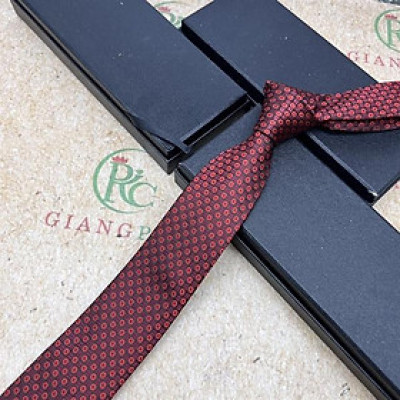 Cà vạt nam màu đỏ chấm đồng xu mẫu tự thắt bản nhỏ 6cm cho nam mẫu mới t1/2024