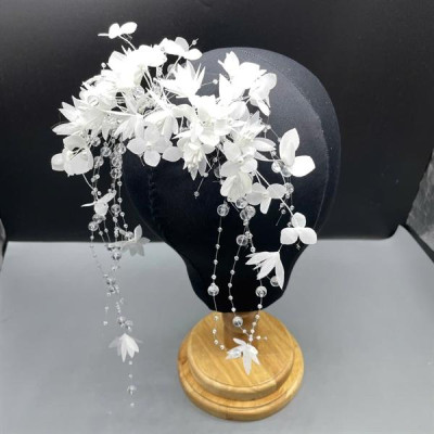 Cài tóc cô dâu hoa chùm nhỏ trắng mẫu mới t10/2024