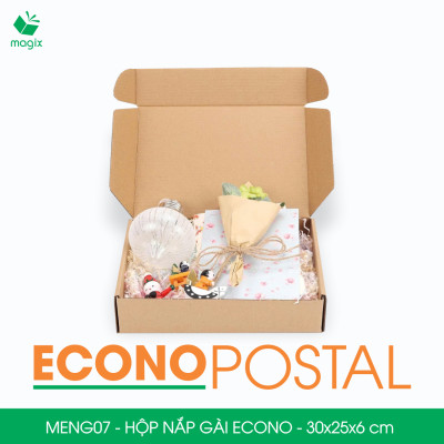 MENG07 - 30x25x6 cm - 100 Hộp carton nắp gài đóng hàng giá rẻ, hộp gói hàng, hộp quà thời trang
