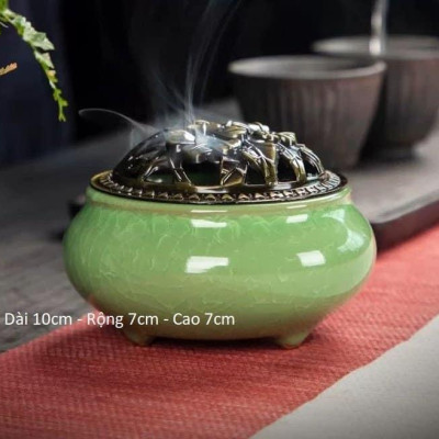 Lư sứ xông trầm cao cấp của nhà An Nhiên Việt Nam Multicoloured thánh  hoả trung  trầm Dầu Thơm Phòng Dầu Thơm trung  trầm tượng  gỗ khai  quang