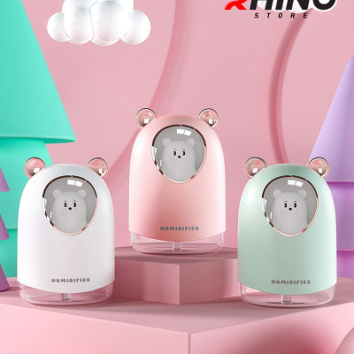 Máy phun sương tạo ẩm Rhino H904 dung tích 300ml, nhỏ gọn, không gây tiếng ồn, tích hợp đèn ngủ RGB nhiều màu - Hàng chính hãng