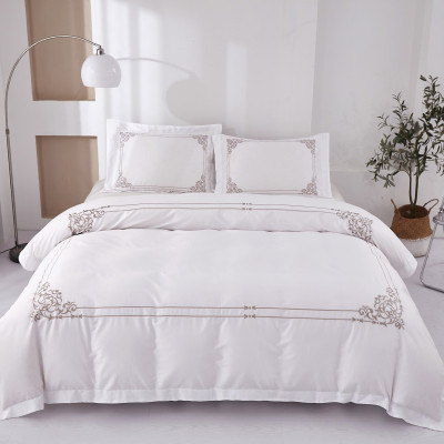 Bộ chăn ra Casa Bello Home -Set Victoria Sand Bộ chăn ga gối Cotton satin thêu họa tiết thêu 5 món