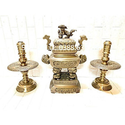 ĐỈNH TAM SỰ 52 CM NẶNG 17 KG  MÀU NÂU CỔ CHẤT LIỆU BẰNG ĐỒNG