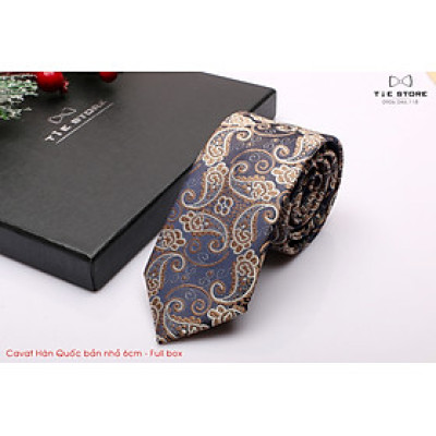 Cavat Vạt Hàn Quốc cao cấp bản nhỏ 6cm, Họa tiết retro Paislay - tặng kèm hộp
