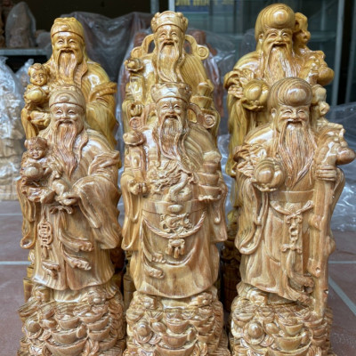 Bộ tượng phật tam đa phúc lộc thọ bằng gỗ huyết long kt cao 30×11×9cm