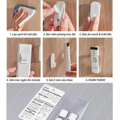Vỉ 2 Móc Treo Điều Khiển Điều Hoà TV Remote Máy Lạnh Đa Năng Dán Tường Dạng Gài Tiện Lợi