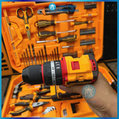 Combo Bộ dụng cụ sữa chữa 165 chi tiết và máy khoan búa HKTHP11651
