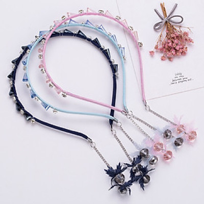 Bờm cài tóc đuôi dài pha lê headband giả bông tai dễ thương (màu ngẫu nhiên )