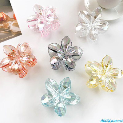 Kẹp tóc hoa sứ trong suốt tráng gương cao cấp