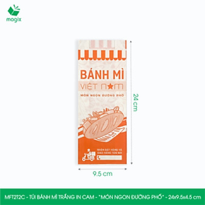 MFT2T2C - 24x9.5x4.5 cm - 100 túi giấy đựng bánh mì, túi đựng thức ăn mang đi, túi take away