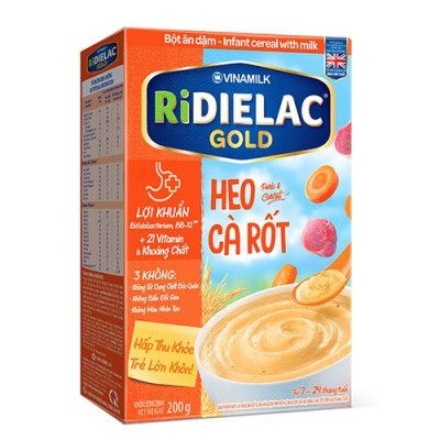 COMBO 2 hộp BỘT ĂN DẶM RIDIELAC
GOLD HEO CÀ RỐT - HỘP GIẤY 200G