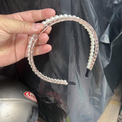 Băng đô phụ kiện tóc nữ hạt trai kèm dây đá hai vòng ấn tượng 5-2021 Giangpkc