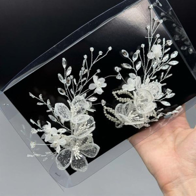 Cài tóc cô dâu hoa nhỏ đính kết hạt cườm mẫu mới t9/2024