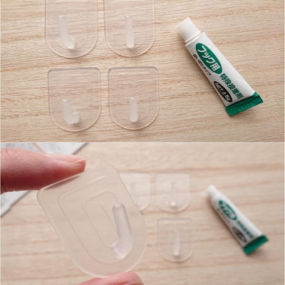 Set 04 móc dính + tuýp keo dán Kokubo Hook size S - Hàng Nội Địa Nhật Bản