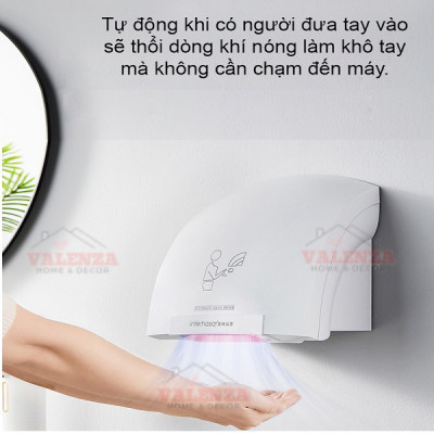 Máy sấy tay tự động cảm ứng hồng ngoại sấy nóng khô nhanh, công suất 1800W-Hàng chính hãng