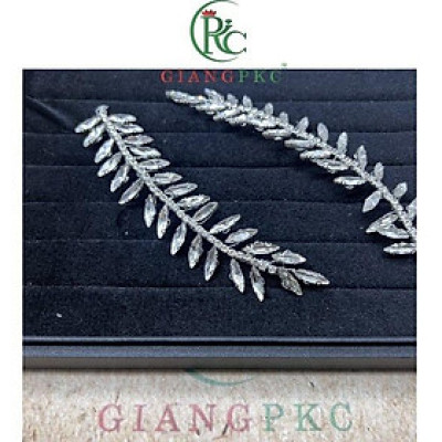 Cài tóc cô dâu nhành lá đá sáng thủ công VN bộ 2 cái Giangpkc