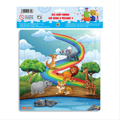 Bộ 2 Tranh Xếp Hình 36 Mảnh Để Bàn 23 x 23 cm - Minh Châu C2-007