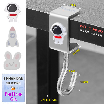 Móc Treo Balo Kẹp Cạnh Bàn Làm Việc Hamart Xoay 360 Treo Cặp Túi Xách Bình Nước Thép Xoắn Ốc Cố Định