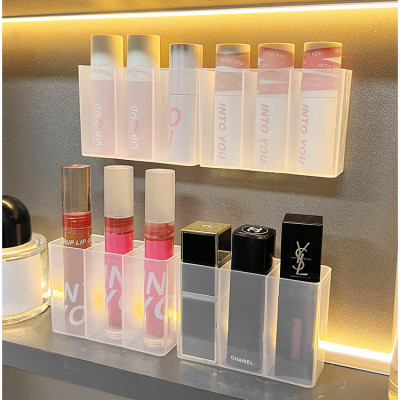 Khay Đựng Son Môi 3 Ngăn Dán Tường Hộp Nhỏ Trong Suốt Gắn Cánh Tủ Treo Đồ Trang Điểm Để Mỹ Phẩm