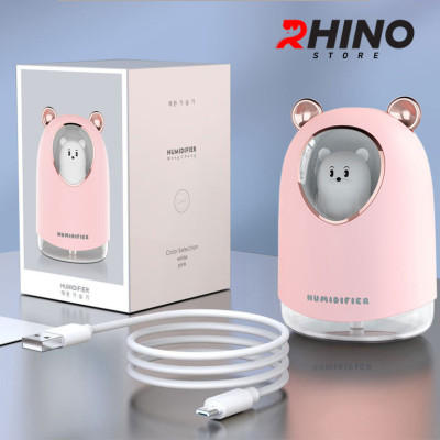 Máy phun sương tạo ẩm Rhino H904 dung tích 300ml, nhỏ gọn, không gây tiếng ồn, tích hợp đèn ngủ RGB nhiều màu - Hàng chính hãng