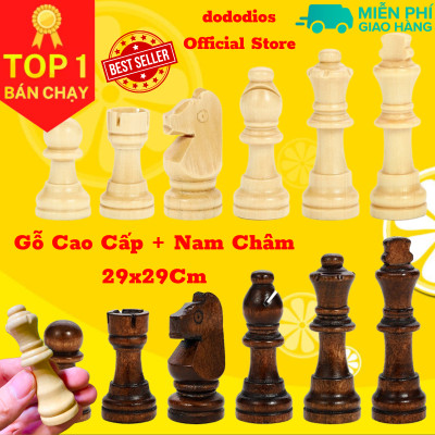 Cờ Vua Nam Châm Bằng Gỗ Cao Cấp - Bàn Cờ Gấp Đôi là Hộp đựng cờ - Bàn cờ vua gỗ nam châm chuẩn quốc tế - Chính hãng dododios