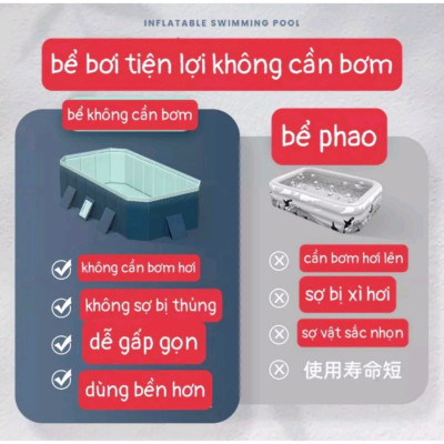 Bể bơi cho cả gia đình gấp gọn, Bể bơi tự động không bơm, Chất Liệu Cao Cấp an toàn - Tiết kiệm diện tích
