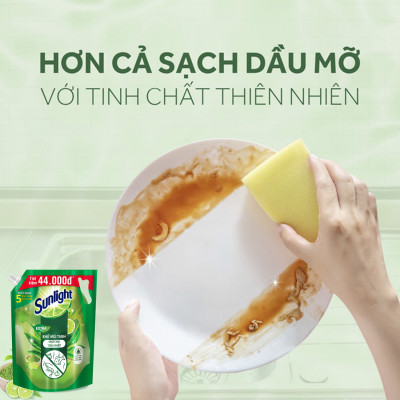Túi Nước Rửa Chén Sunlight Bio-care Thiên Nhiên 100% Gốc Thực Vật Hương Matcha Trà Nhật 3.3KG