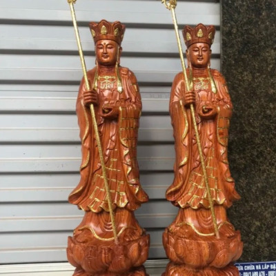 Tượng phật địa tạng vương bồ tát bằng gỗ hương đá kt cao 80×25cm 