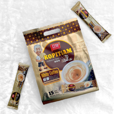[Gói lẻ] Cà phê trắng than hoạt tính Kopitiam Malaysia (Ah Huat White Coffee Charcoal Roast Instant)