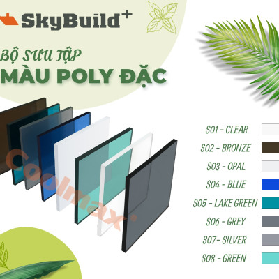 Tấm poly đặc Coolmax 2,8ly, khổ rộng 2,1m - tấm lợp lấy sáng - tấm nhựa trong suốt