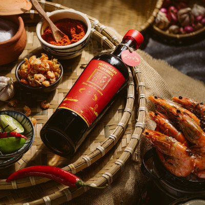 Cặp 2 Chai Nước Mắm Tôm Biển độ đạm 45N tự nhiên - Nước Mắm Tĩn 500ml/chai Hồng Ngọc Đại Dương nguyên chất truyền thống sạch