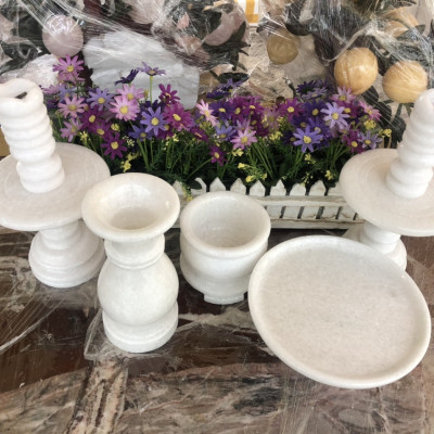 Bộ đồ thờ cúng đá cẩm thạch trắng