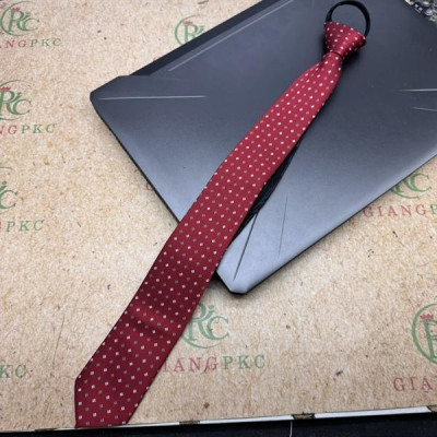 Cà vạt nam mẫu thắt sẵn dây kéo bản nhỏ 6cm mẫu mới t3/2024 màu đỏ chấm họa tiết nhỏ
