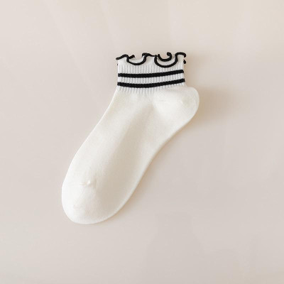 Vớ Thuyền Mỏng Viền Ren Màu Trắng Đen Phong Cách Nhật Bản Ngọt Ngào Thời Trang Xuân Thu Cho Nữ