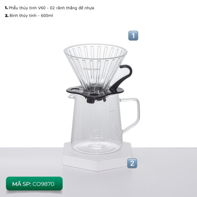 Bộ combo pha cà phê V60 02 màu đen đẳng cấp CAFE DE KONA