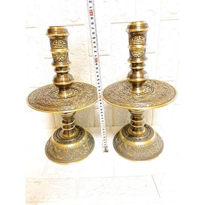 ĐÔI NẾN ĐỒNG CAO 39 CM NẶNG 5 KG RÔNG CẠO CHẤT LIỆU BẰNG ĐỒNG