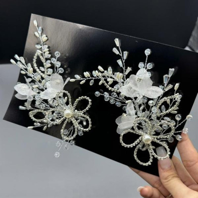 Cài tóc cô dâu hoa đá mẫu thủ công mới t9/2024