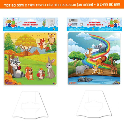 Bộ 2 Tranh Xếp Hình 36 Mảnh Để Bàn 23 x 23 cm - Minh Châu C2-007
