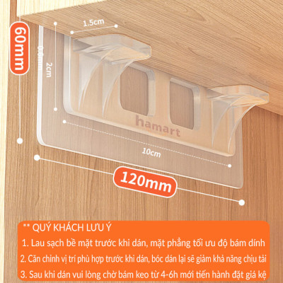 COMBO 2 Móc Dính Tường Kê Sàn Hamart Dán Lót Ván Đỡ Kệ Chữ L KEO DÀY Chịu Lực 5KG KO KHOAN ĐỤC