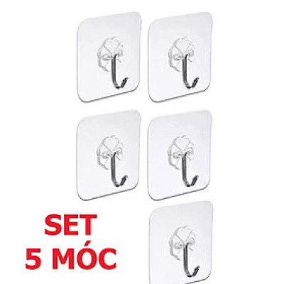 SET 5 Móc Dán Tường Trong Suốt Siêu Dính, Móc Treo Đồ Dùng Cá Nhân Nhỏ Gọn Tiện Lợi, Móc Treo Chìa Khóa, Trong Gia Đình. TakyHome 2213set5