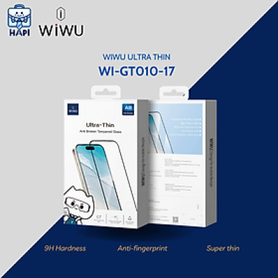Kính cường lực siêu mỏng cho iP 17 hàng chính hãng WiWU Ultra Thin Wi-GT-010, kính màn hình HD trong suốt, chống trầy xước