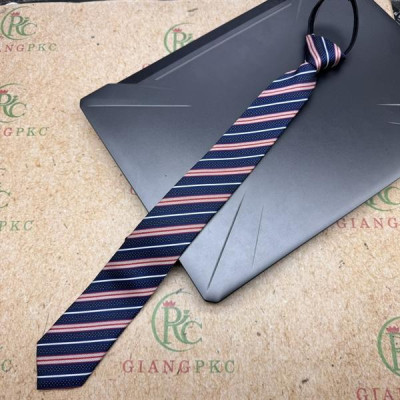 Cà vạt nam mẫu thắt sẵn dây kéo bản nhỏ 6cm mẫu xanh kẻ hồng