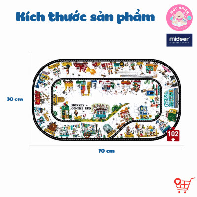 Đồ Chơi Xếp Hình Puzzle MIDEER Dạng Valy Xách Tay - Chủ đề Monkey on the Run (102 Mảnh Ghép) Dành cho bé từ 4 tuổi