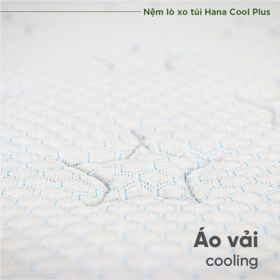 Nệm lò xo túi  cao cấp Hana Cool Plus Tatana, Thiết kế sang trọng, khung lò xo vững chắc, êm ái độ đàn hồi cao - Độ dày 30cm