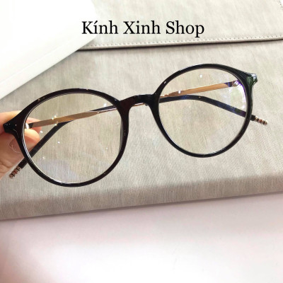 Kính Giả Cận, Gọng Kính Cận Nam Nữ Dáng Tròn Gọng Kim loại Không Độ Hàn Quốc